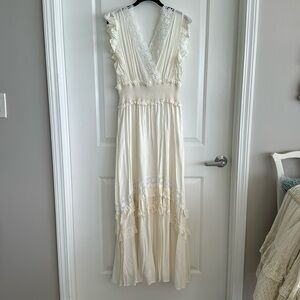 Boston Proper Lace Trim Maxi Ivory sz S